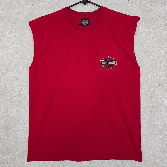 Harley‎ Davidson Mens Shirt XL Red Lakeland Florida 2008 Made in USA Biker - Picture 2 of 14